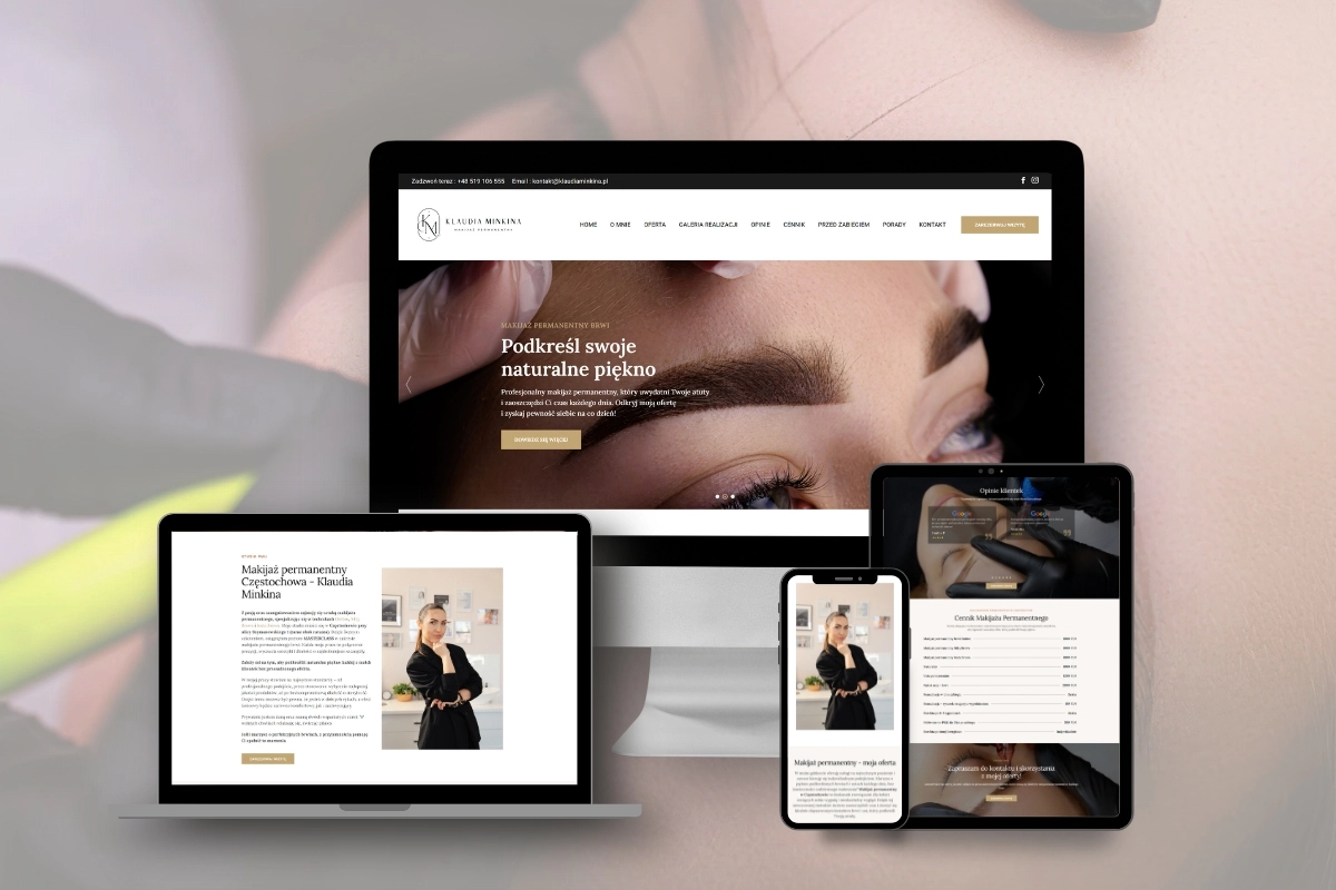 Mockup strony Klaudiaminkina.pl