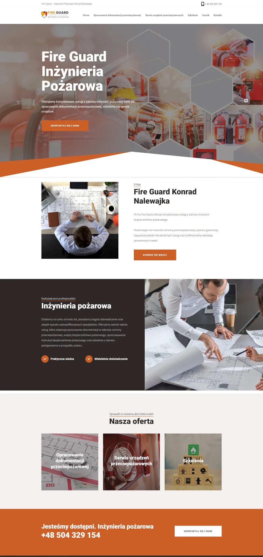 Pełny widok strony Fire-guard.pl desktopie