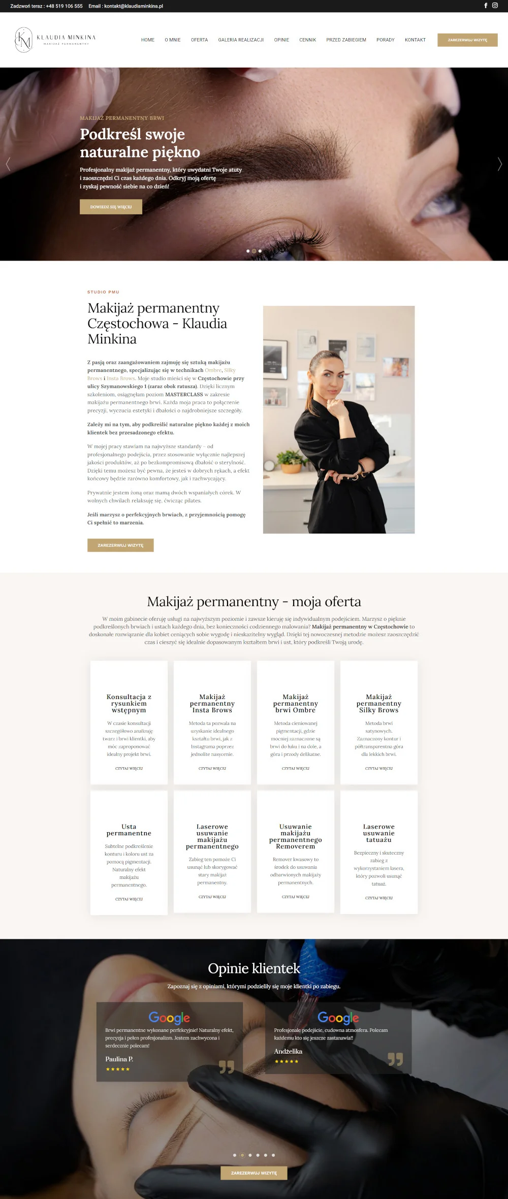 Pełny widok strony KlaudiaMinkina.pl na desktopie
