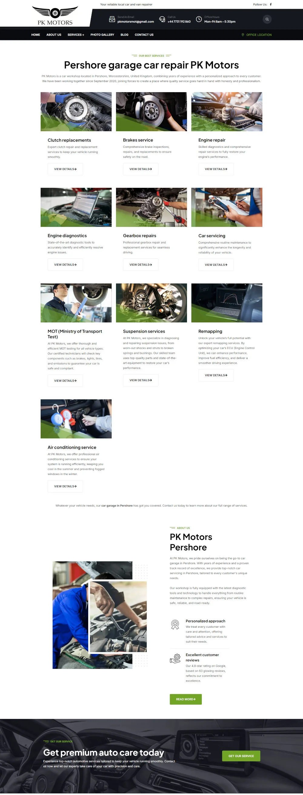 Pełny widok strony Pkmotors-pershore.co.uk na desktopie